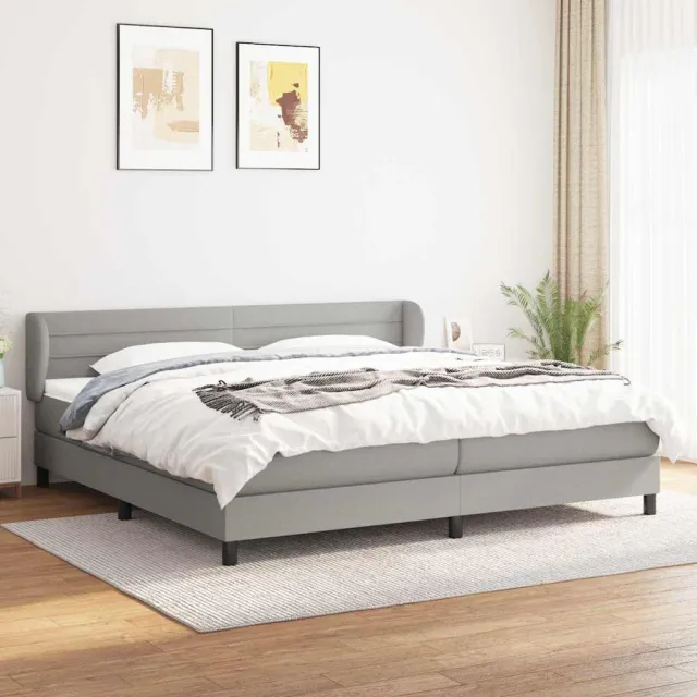 vidaXL Boxspring met matras stof lichtgrijs 200x200 cm grijs