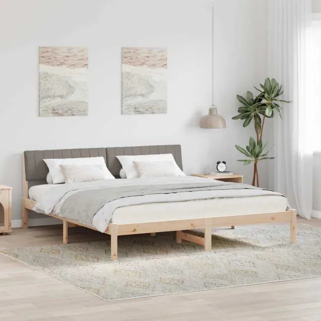 vidaXL Bedframe Bruin en taupe 180 x 200 cm Massief grenenhout
