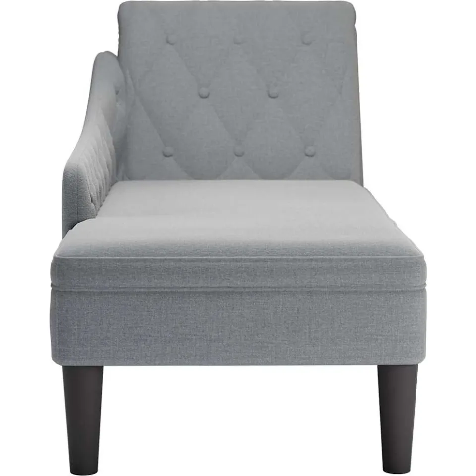 vidaXL Chaise longue met kussen en rechterarmleuning stof lichtgrijs grijs, foto 4