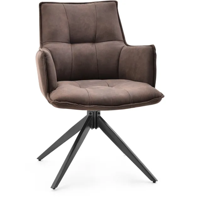 Eetkamerstoel / Draaistoel Tavaro stof bruin hjh LIVING