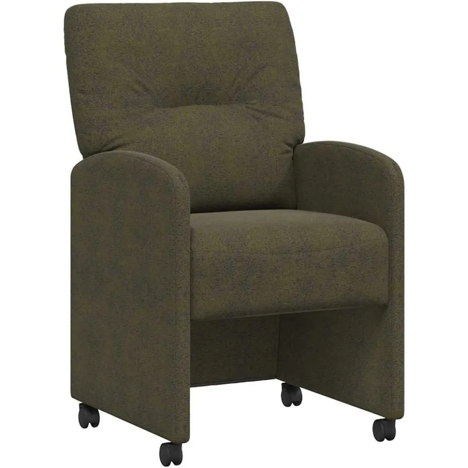 vidaXL Eetkamerstoelen met Wieltjes 2 st Faux suede leer Leger groen