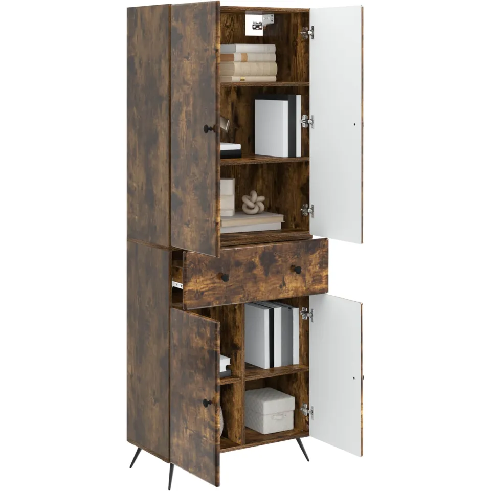 vidaXL Kastenset 2 st Gerookt eiken 66 x 34.5 x 90 cm Bewerkt hout Bruin