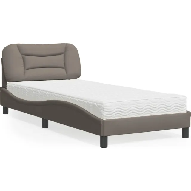 vidaXL Bed met matras "Hvar" stof taupe 80x200 cm