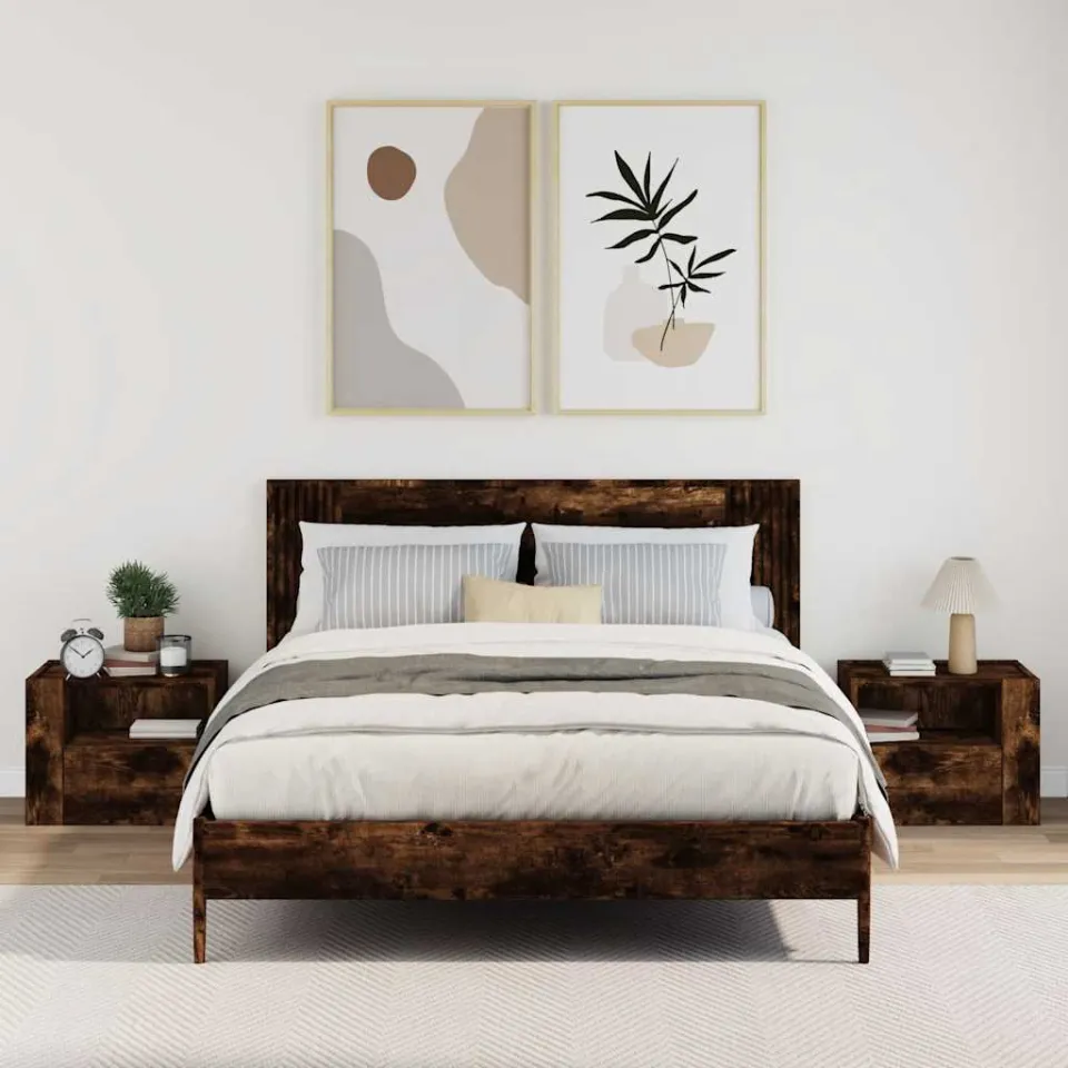 vidaXL Nachtkastjes 2 st wandgemonteerd 45x30x35 cm gerookt eikenkleur, foto 2