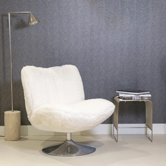 DÉJA Living Draaifauteuil Morten - Beige Fluffy/Chrome - 70x78x82cm