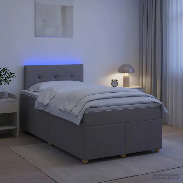 vidaXL Boxspringbed met matras met hoofdeinde Taupe 120 x 200 cm Stof