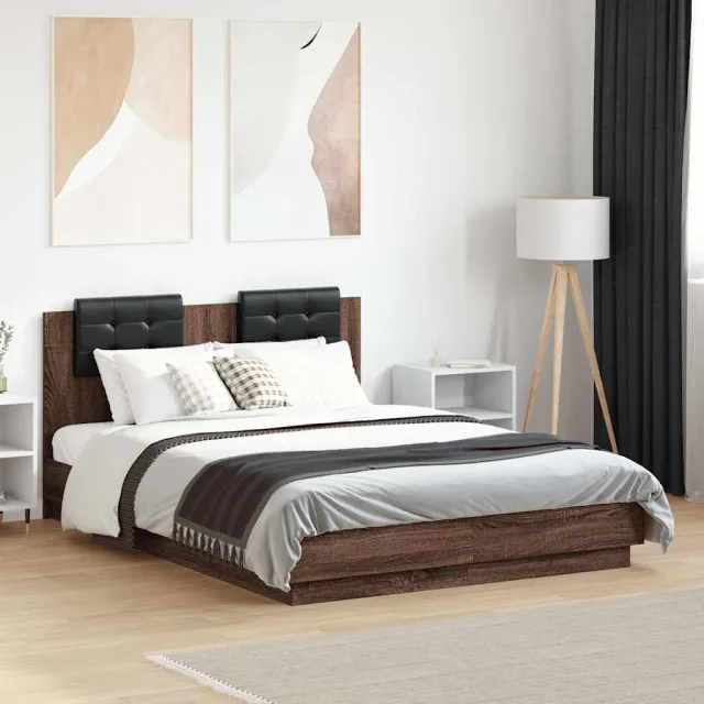 vidaXL Bedframe met hoofdeinde bruin eikenkleurig 120x190 cm