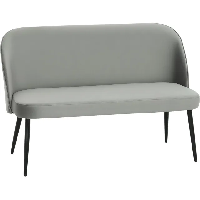 Homona 2-zitsbank - Met fluweeloptiek en gebogen rugleuning - Met verstelbare voetjes - 127 x 63 x 84,5 cm - Grijs