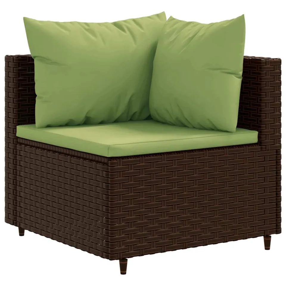 vidaXL 6-delige Loungeset met kussens poly rattan bruin, foto 3