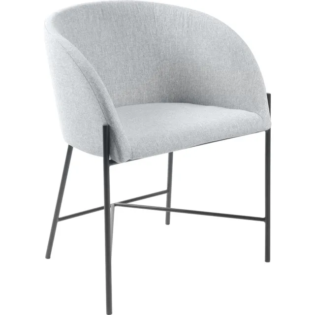 interstil dänemark Fauteuille Nelson gestoffeerde stoel + armleuningen zwart onderstel eetkamerstoel grijs