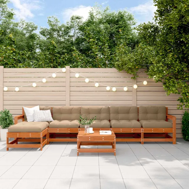 vidaXL Tuin loungeset 7 st Wax Bruin Den Massief grenenhout, foto 2