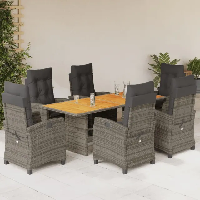 vidaXL 7-delige Tuinset met kussens poly rattan grijs, foto 2