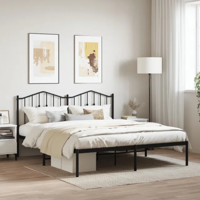 vidaXL Bedframe met hoofdbord metaal zwart 180x200 cm