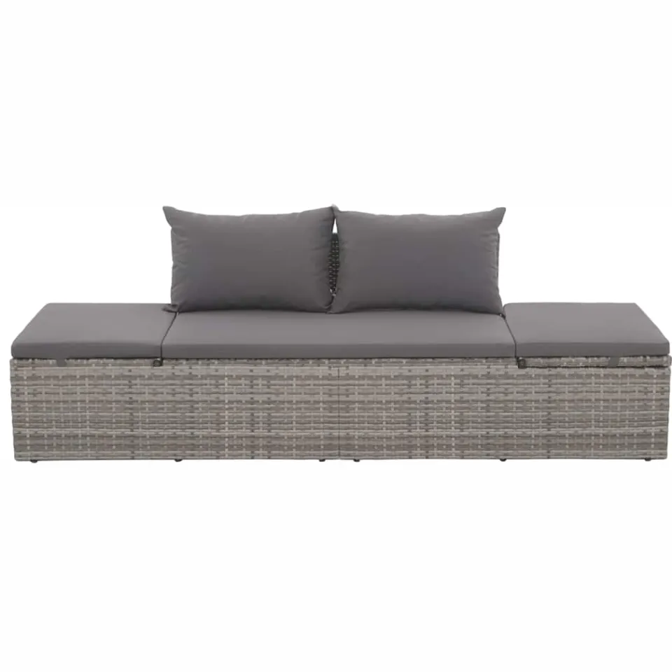 vidaXL Tuinbed 195x60 cm poly rattan grijs