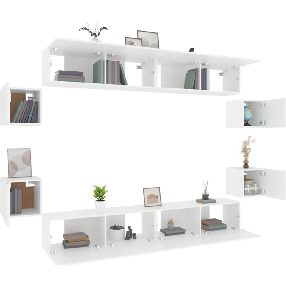 vidaXL 8-delige Tv-meubelset bewerkt hout wit, foto 3