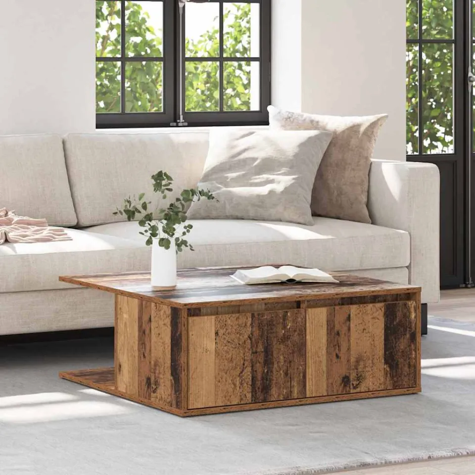 vidaXL Salontafel Oud hout 80 x 80 x 31,5 cm Bewerkt hout bruin, foto 3
