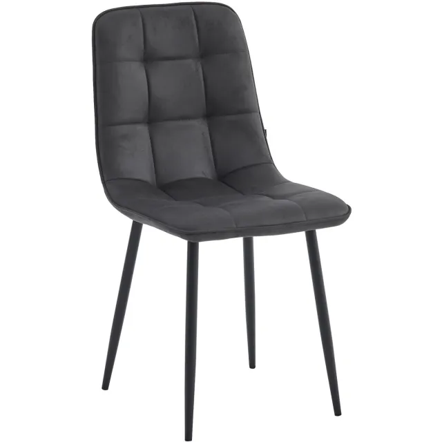 Colenis Bloqs Eetkamerstoel – Antraciet – Microvezel – Set van 4