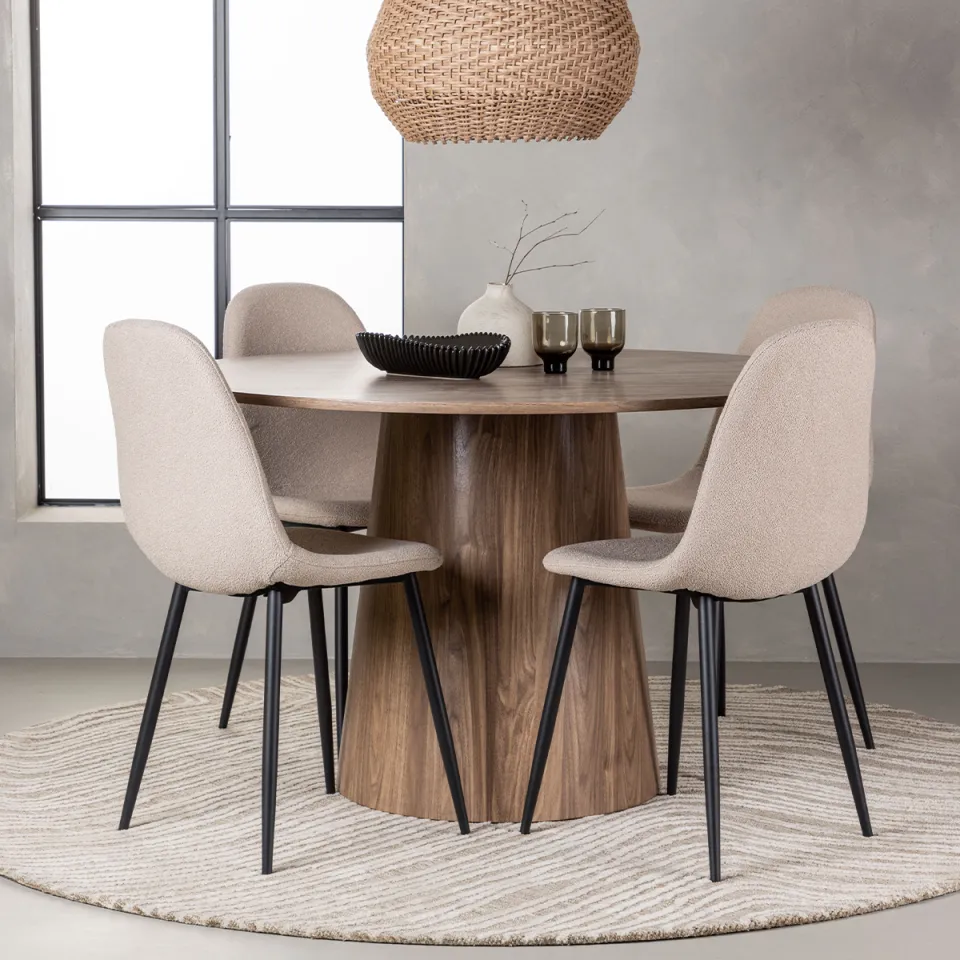 Nest living Trude houten eettafel naturel hout Ø 120 cm, foto 3