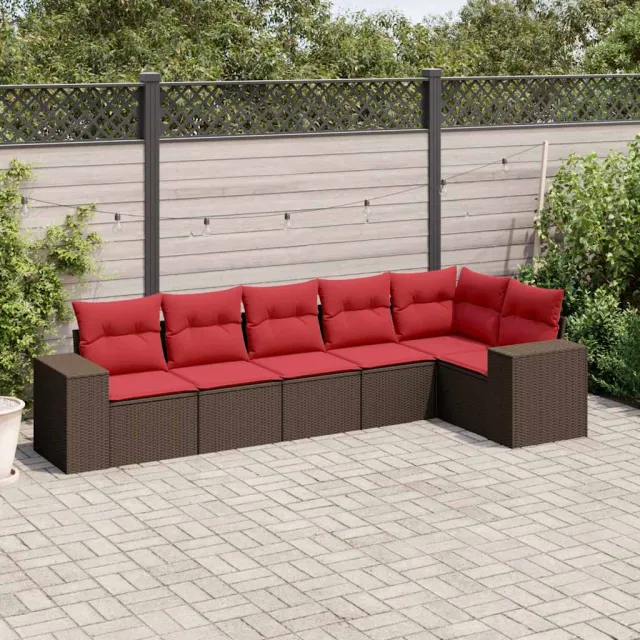 vidaXL 6-delige tuinbankset met kussens, bruin polyrotan, foto 2
