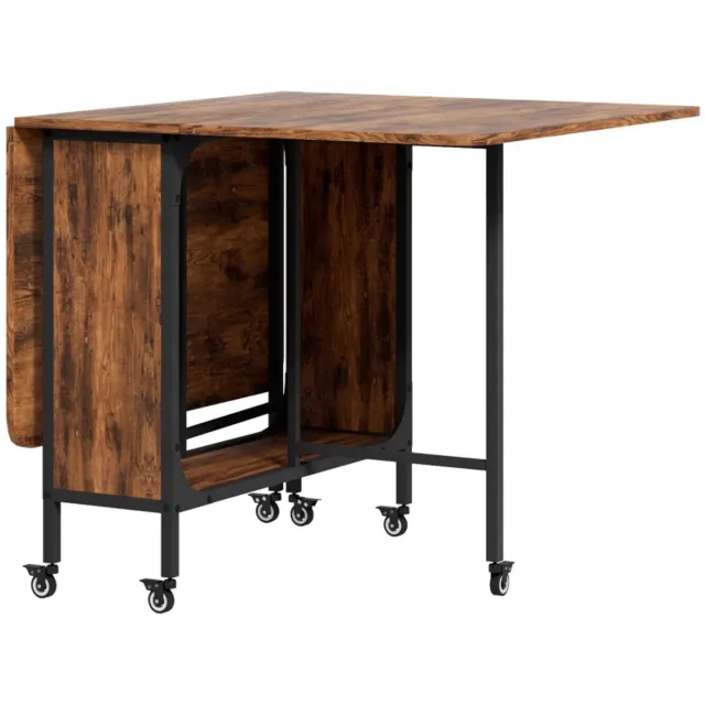 ZYLARO Eettafel - Opklapbaar En Verrijdbaar - Klaptafel Voor 6 Personen - Met Plank - Draagvermogen Tot 50 kg - 130 x 80 x 74 cm - Roodbruin rustiek bruin