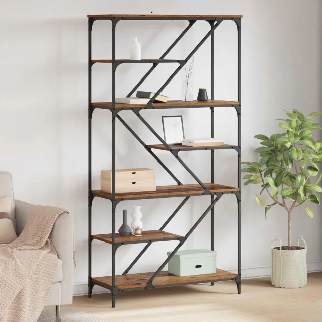 vidaXL Boekenkast 9-laags 91 x 36 x 176 cm Bewerkt hout Oud Hout bruin, foto 2