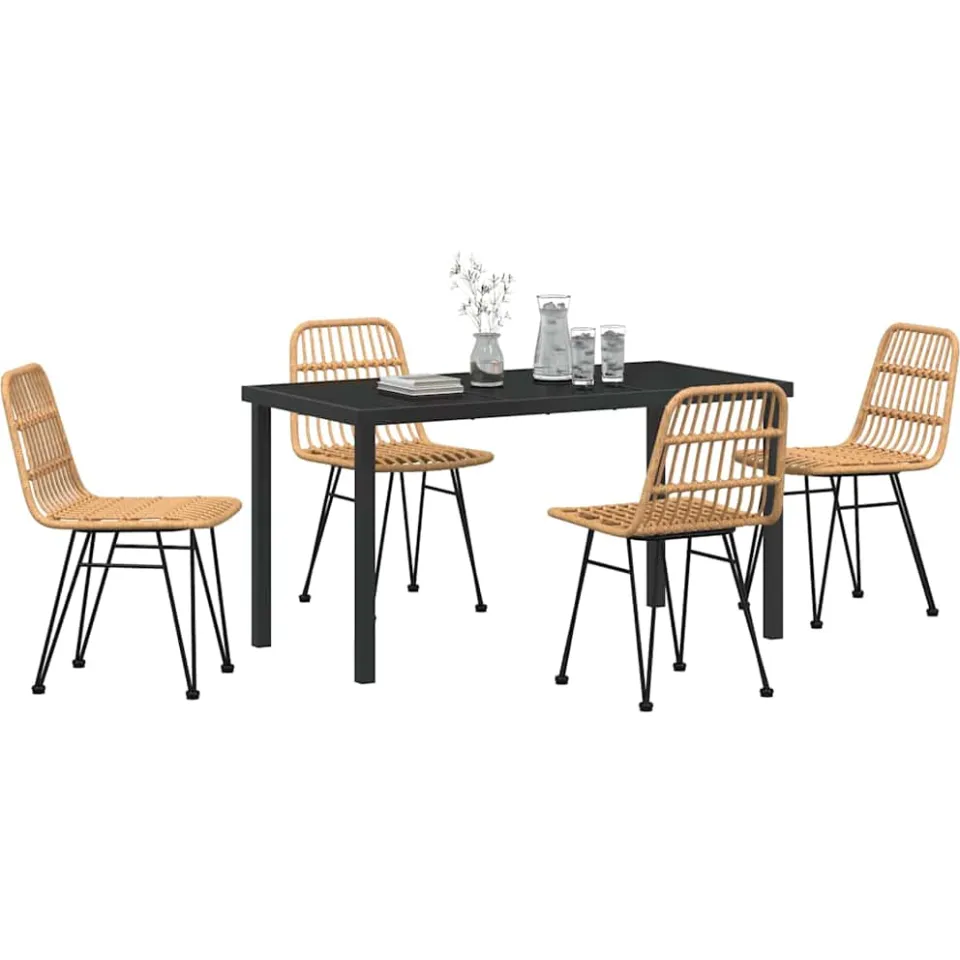 vidaXL Tuin eettafelset 5 st Bruin Gepoedercoat staal