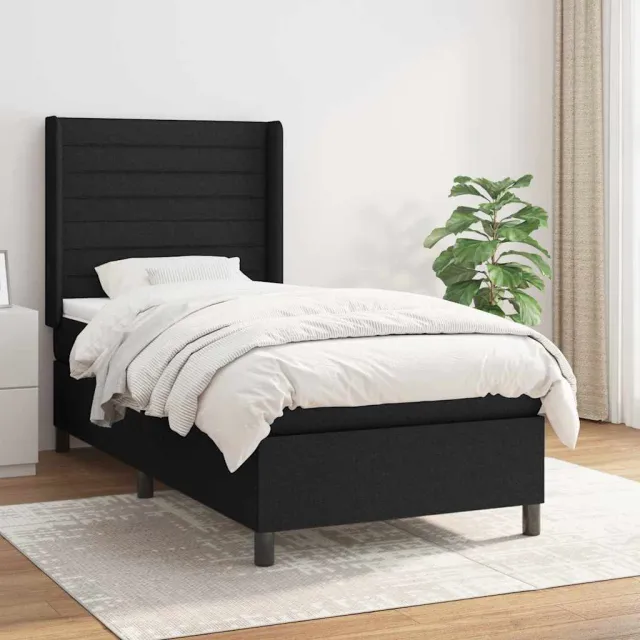 vidaXL Boxspring met matras stof zwart 90x190 cm