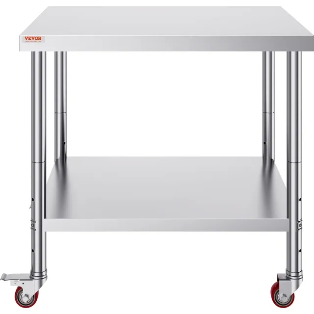 Vevor Rvs Tafel Werktafel Keukentafel Roestvrij Stalen Werktafel 91 X 76 X 86 Cm Zilver