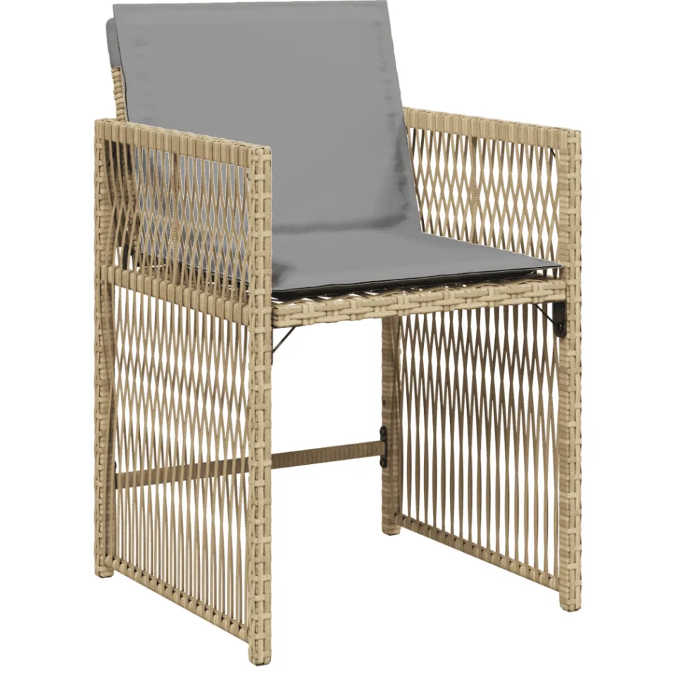 vidaXL 11-delige Tuinset met kussens poly rattan gemengd beige
