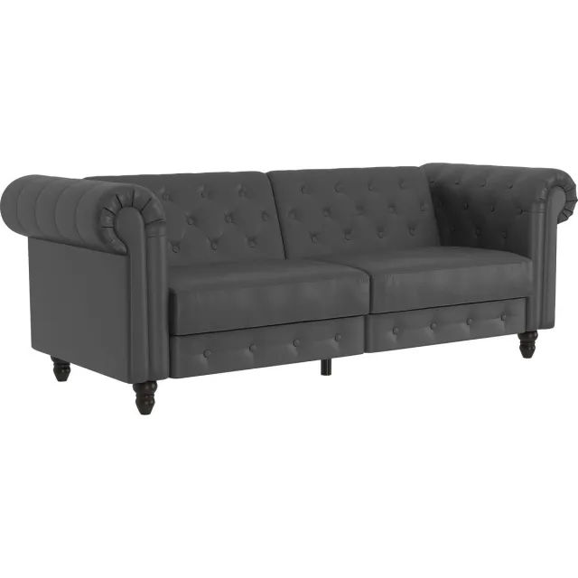 Notio Living Felix 3-Zits Slaapbank met Verstelbare Rugleuning - Grijs PU - 236 cm
