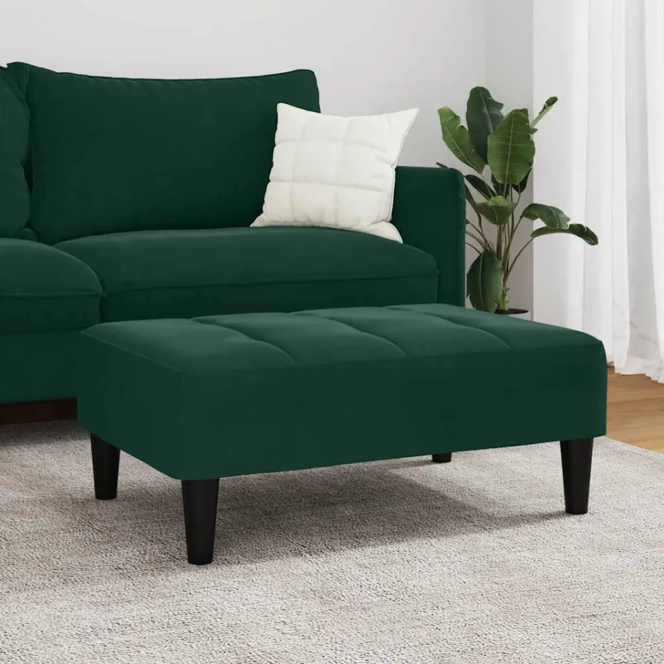 vidaXL Voetenbank 77x55x31 cm fluweel donkergroen groen, foto 3