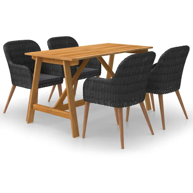 vidaXL 5-delige Tuinset zwart