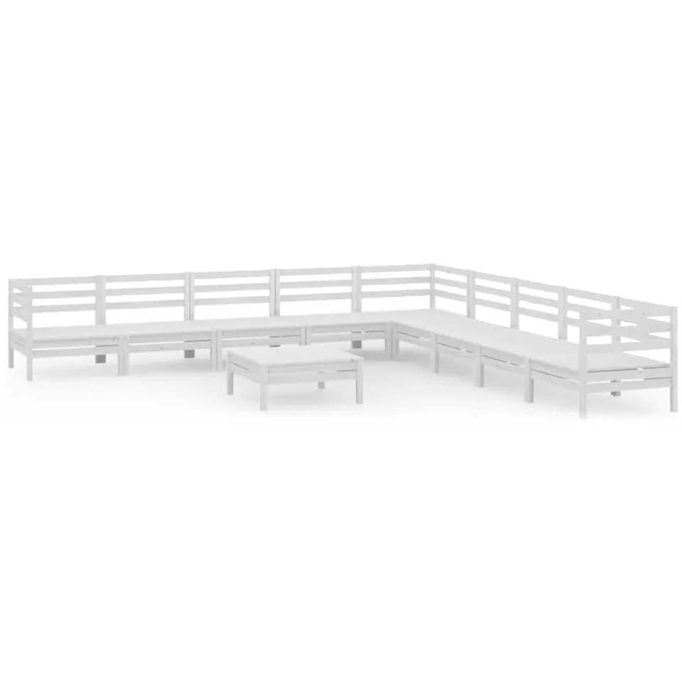 vidaXL 10-delige Loungeset massief grenenhout wit, foto 3