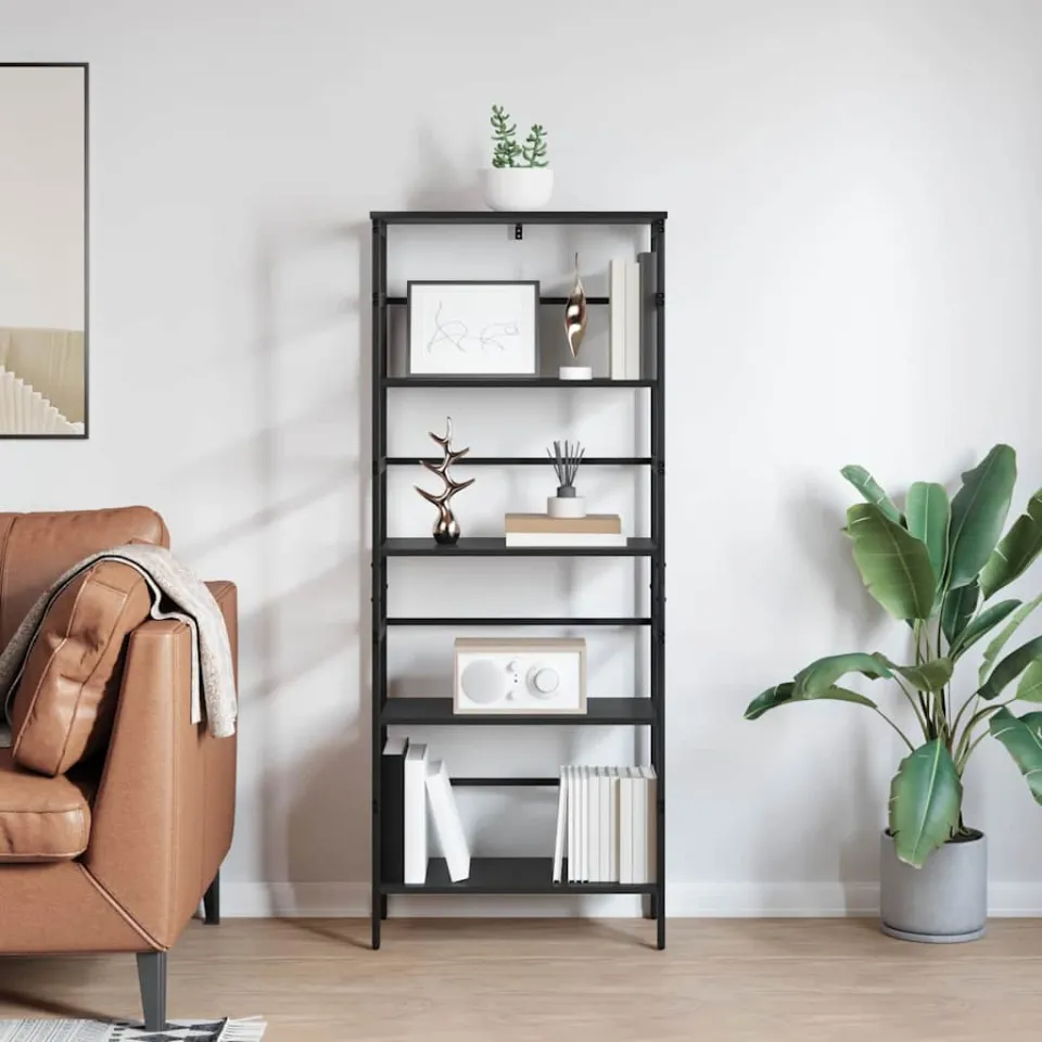 vidaXL Boekenkast 4-laags 60 x 29,5 x 149 cm Bewerkt hout Zwart Eiken, foto 3