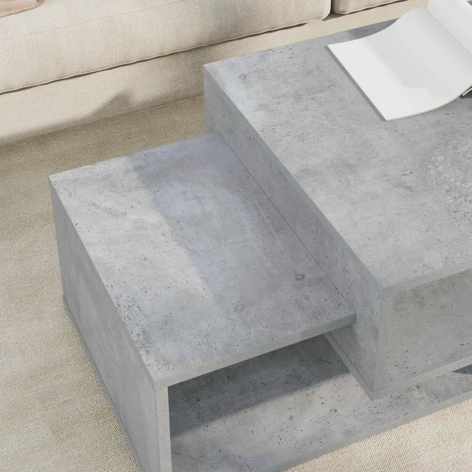 vidaXL Salontafel Beton Grijs 105 x 50 x 32,5 cm Bewerkt hout, foto 4