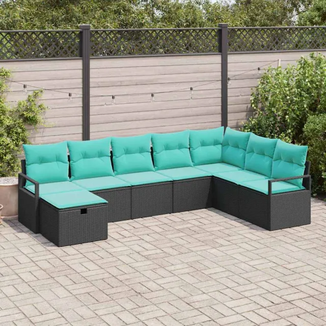 vidaXL Bankstel 8 st Zwart poly rattan, foto 2