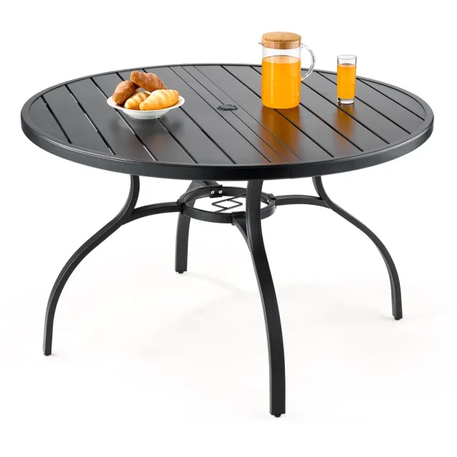 Vevor Patiotafel Tuintafel Balkontafel, 120x72,5cm, Gemaakt van Koolstofstaal Ronde Eettafel voor Buiten Tuin Patio Tuin Veranda, Waterdicht, met 38mm Parasolgat, Draagvermogen 68kg, Zwart