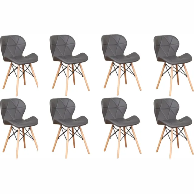 Happyment Moderne Eetkamerstoelen Grijs - Set van 8 - Woonkamerstoelen - Zithoogte 38cm - Keukenstoelen - Kuipstoel