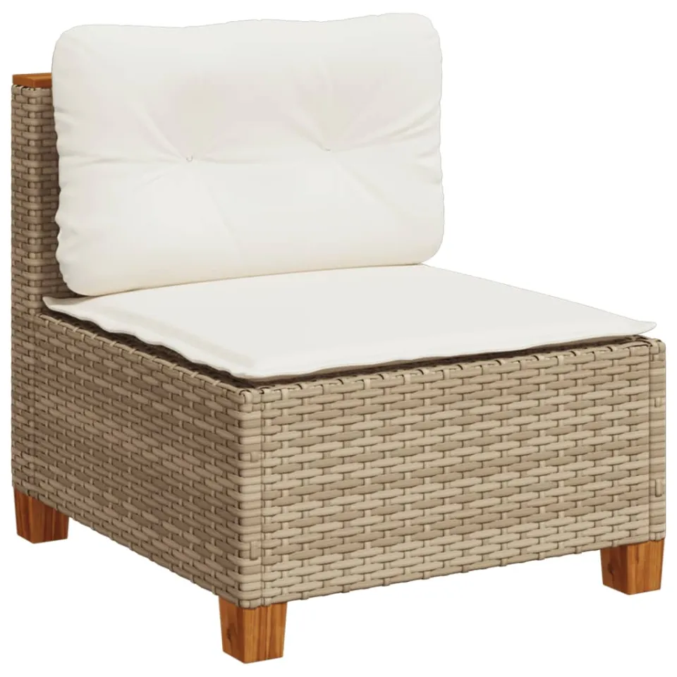 vidaXL 10-delige Loungeset met kussens poly rattan beige, foto 4