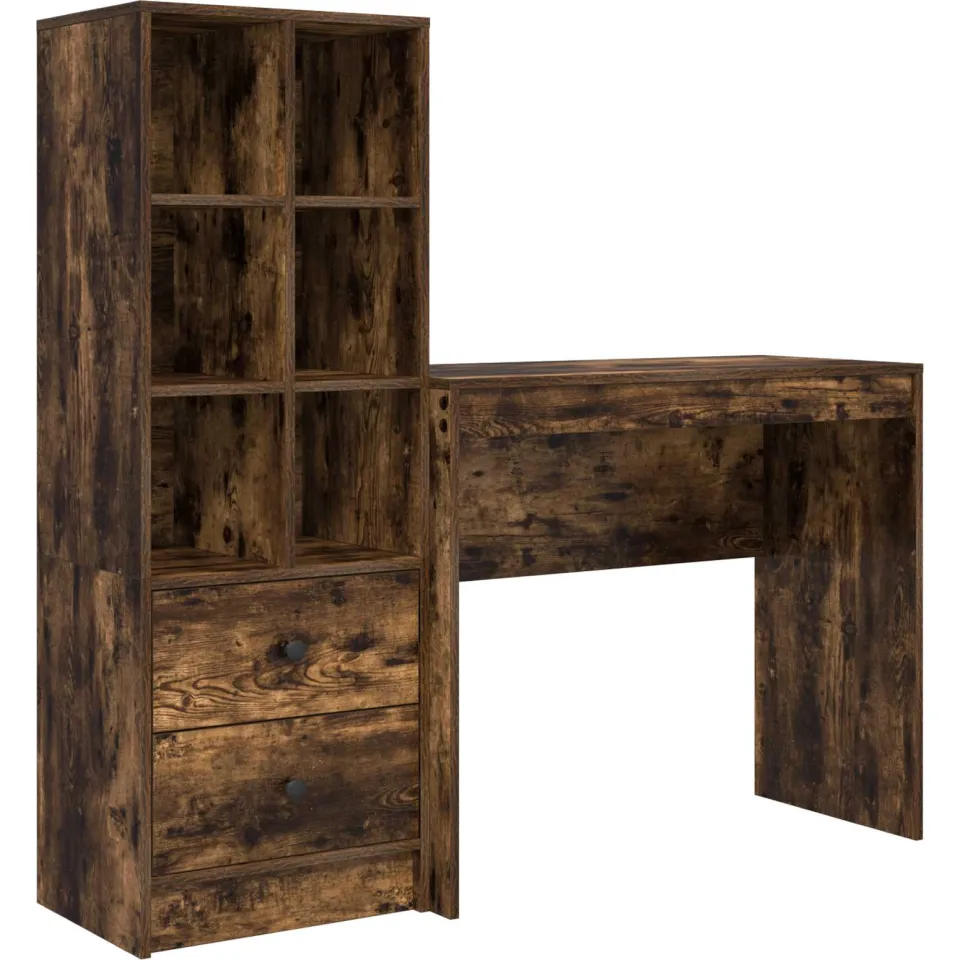 vidaXL Bureau Gerookt eiken 135,5 x 40 x 127 cm 2 st, foto 3