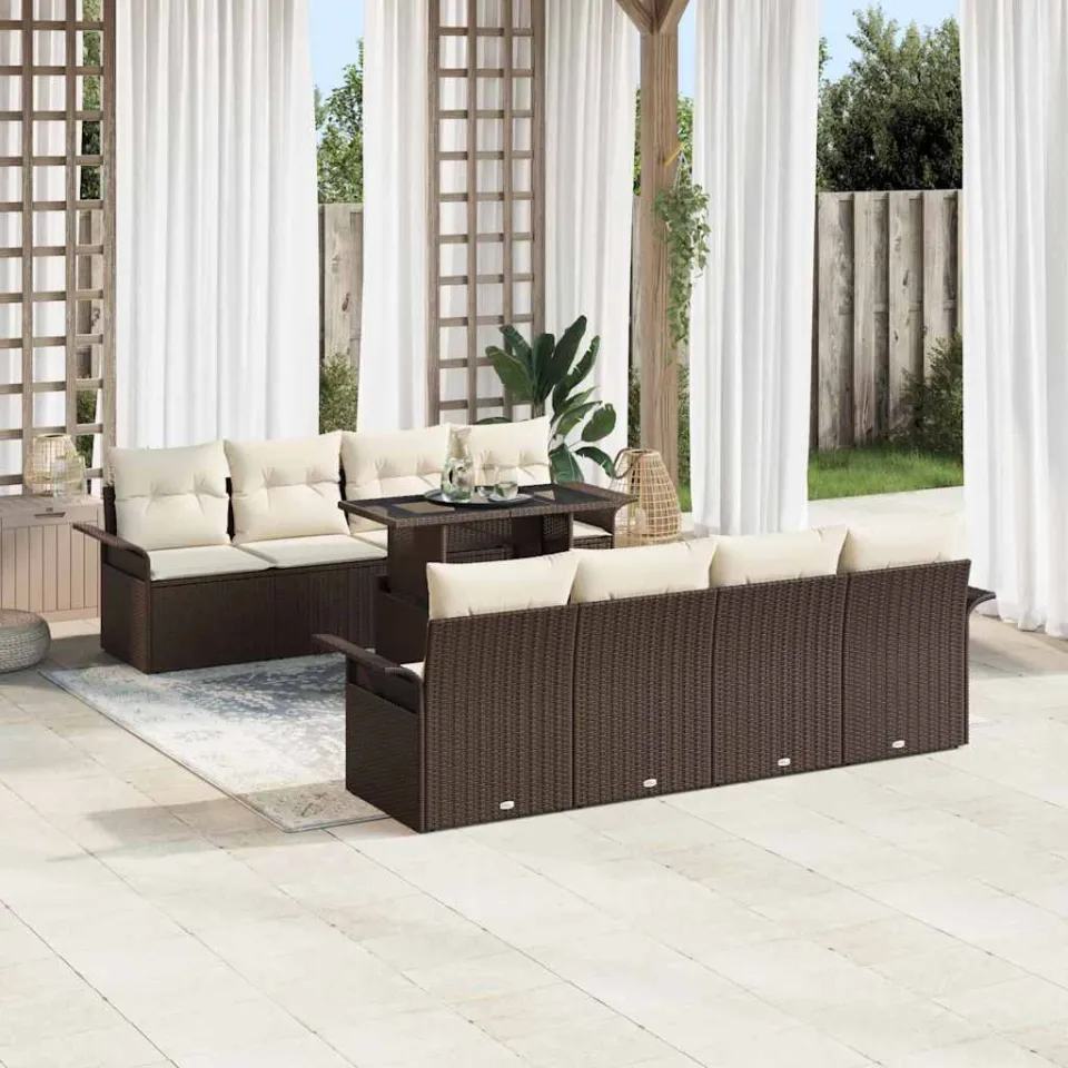 vidaXL Tuin Sofa Set 9 st Bruin [Synthetisch]: Poly Rattan, foto 3
