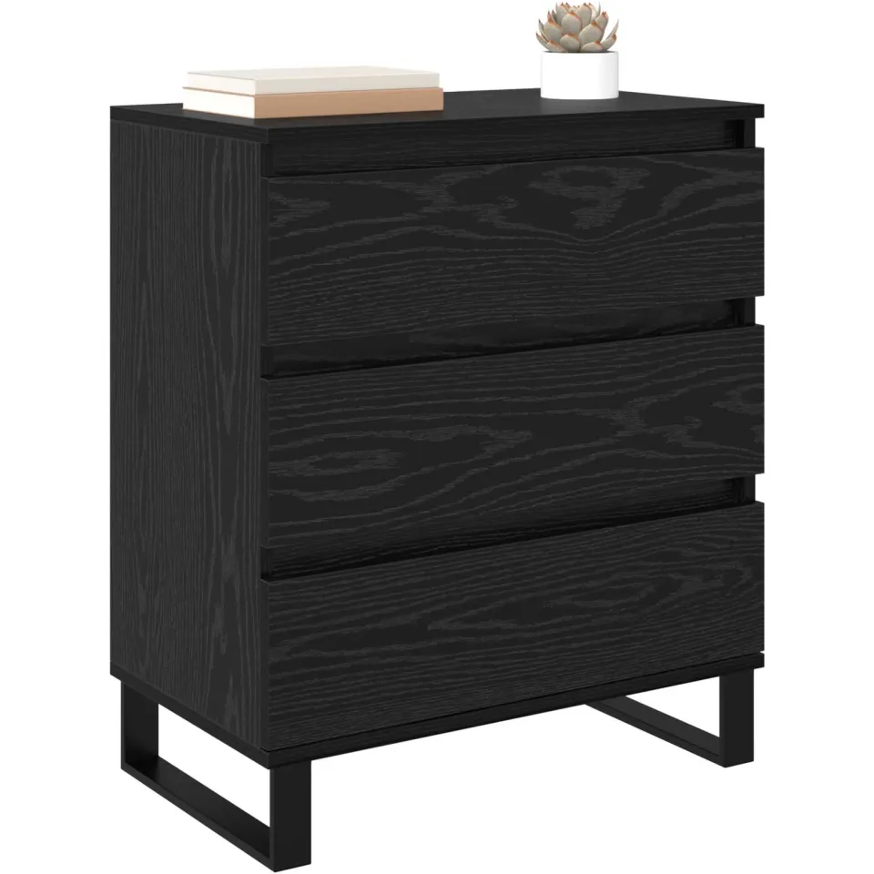 vidaXL Dressoir Zwart Eiken 60 x 35 x 70 cm Bewerkt hout