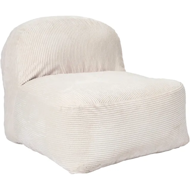 MISOU Loungestoel - Zitzak - Poef Zonder Armleuning - Ribstof - Beige - SCOTT