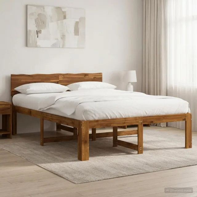 vidaXL Tweepersoonsbed met hoofdeinde ROSTOCK Naturel 120 x 200 cm Bruin