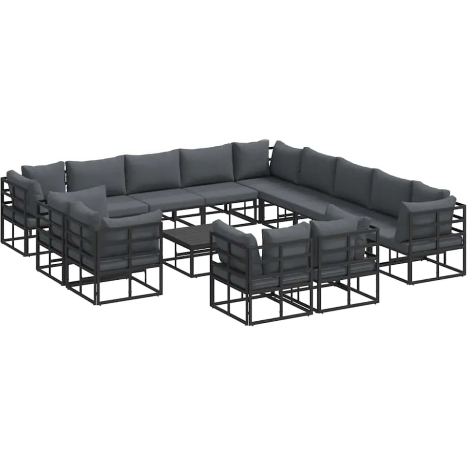 vidaXL Tuinbankenset 14 st Zwart Aluminium