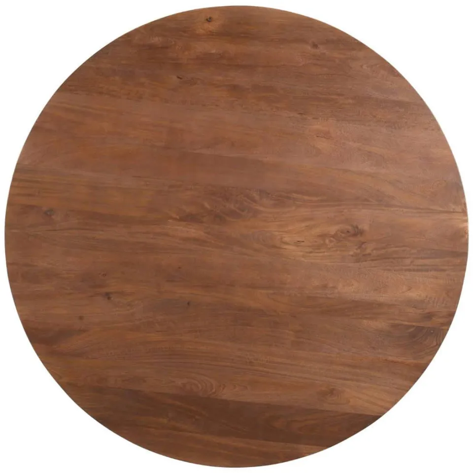 Giga Meubel Eettafel Marín - Rond Donkerbruin Mangohout - 130x130x76cm, foto 7