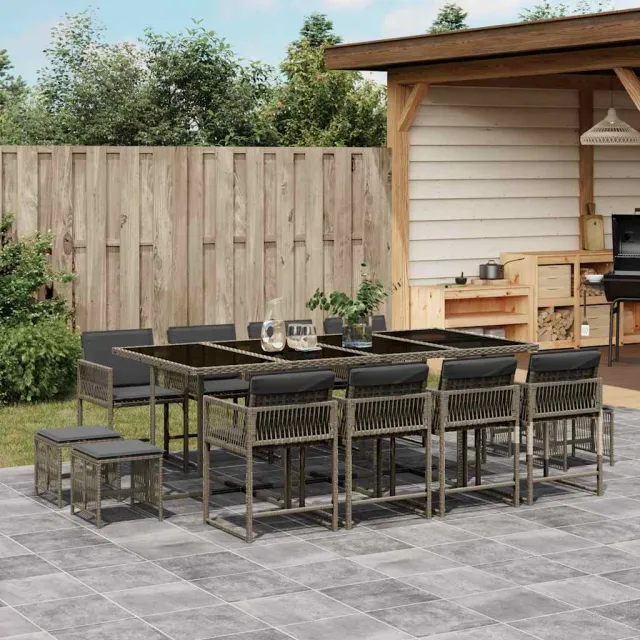 vidaXL 13-delige Tuinset met kussens poly rattan grijs, foto 2