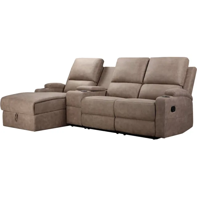 Notio Living DALLAS - Hoekbank 3 - zits met opbergruimte in microvezel taupe (102 x 239 x 155 cm) Grijs