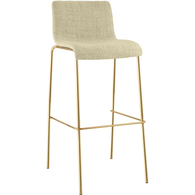 CLP Barkruk Hover - Stapelbaar - Belastbaar tot 150 kg - Goudkleurig Frame - 75 cm - Stof - creme/goud