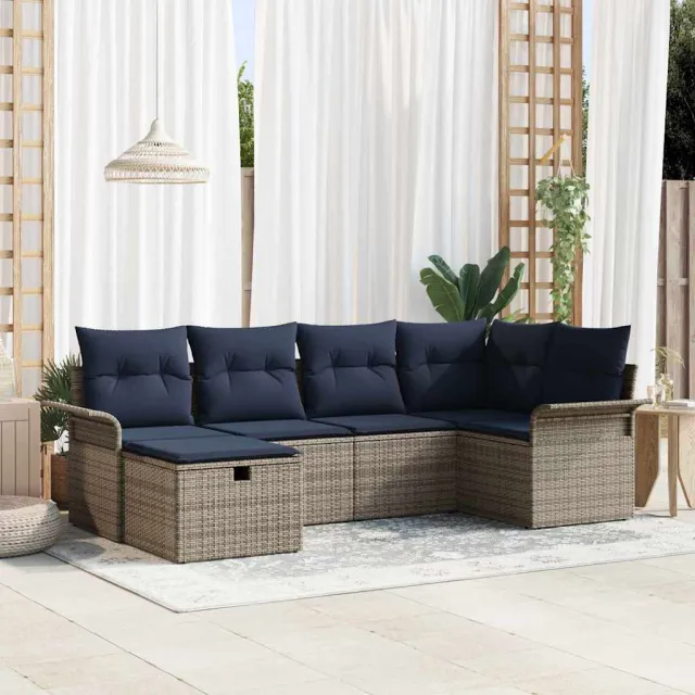 vidaXL Tuin Sofa Set 6 st Poly riet bruin, foto 2